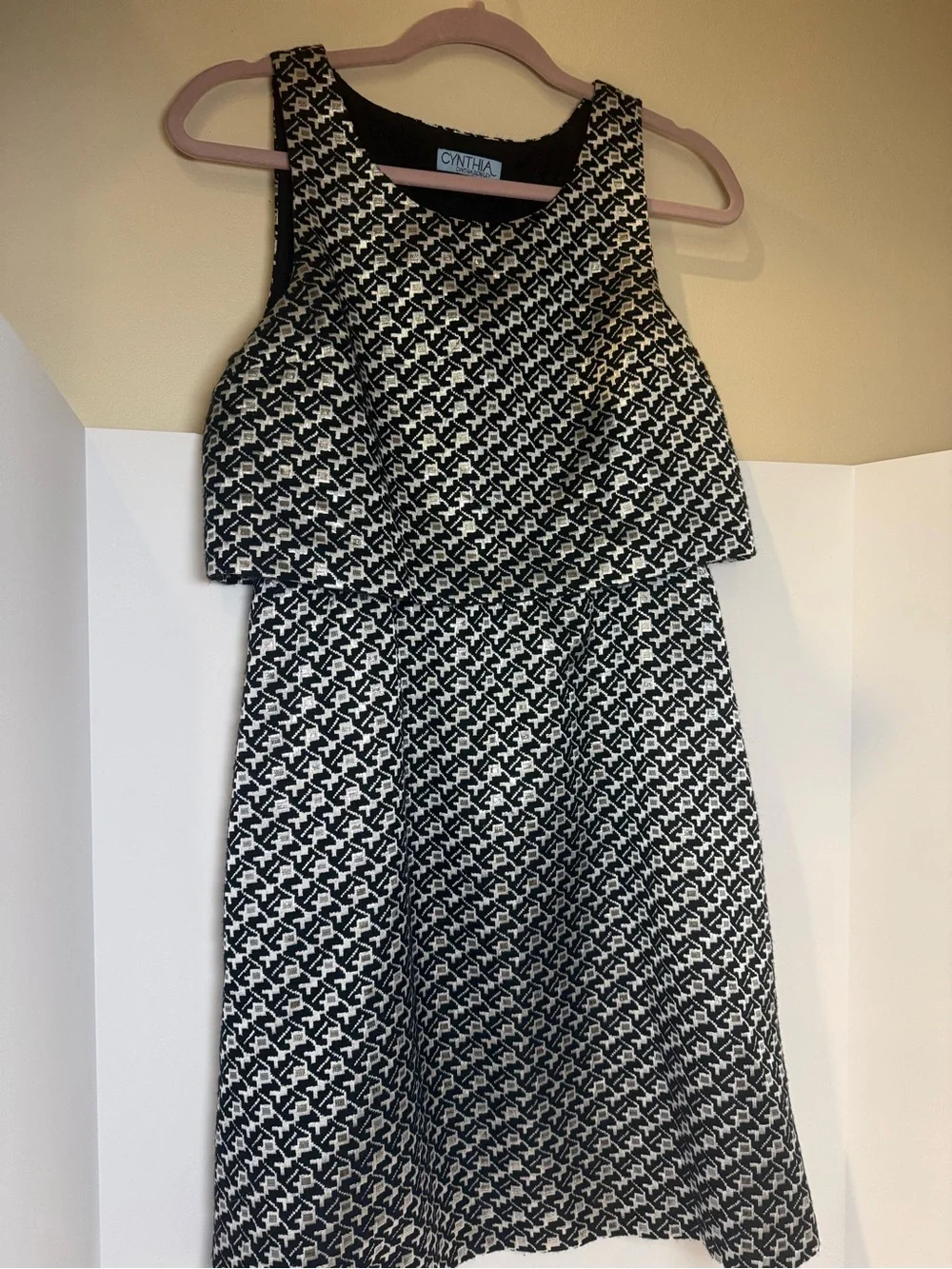 Cynthia Rowley Black & White Geometric Midi Dress